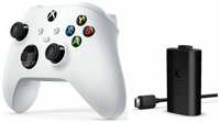 Геймпад Microsoft беспроводной Series S  /  X  /  Xbox One S  /  X Robot White белый 4 ревизия + Оригинальный аккумулятор play and charge kit USB - Type C