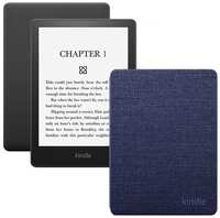 Электронная книга Amazon Kindle PaperWhite 2021 8Gb black Ad-Supported + фирменная обложка Ткань Blue