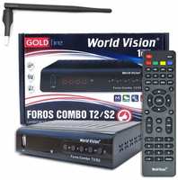 DVB S2/T2/C ресивер World Vision Foros Combo с Wi Fi адаптером. HDMI кабель 1,2м. в комплекте