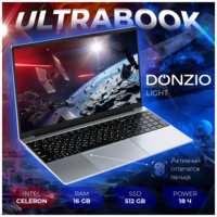 Ноутбук 15.6″ для работы и учебы DONZIO Intel Celeron N5095A, RAM 16 ГБ, SSD 512 ГБ, Intel UHD Graphics 600, Windows Pro, Русская раскладка