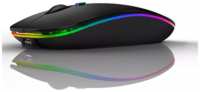 Беспроводная мышь с RGB подсветкой для компьютера, ноутбука, пк, макбука  /  Ультратонкая бесшумная мышка  /  Bluetooth - Wireless 2.4 G  /  Black