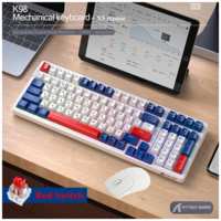 Комплект мышь клавиатура беспроводная механическая русская Attack Shark К 98 Hot-Swap мышка Х5 Bluetooth+2.4Ghz+проводная с подсветкой набор