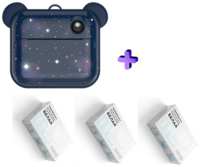 LUMICUBE Комбо: Фотоаппарат моментальной печати LUMICAM PRINTY DK04 space + Термобумага белая для фотоаппарата LUMICAM PRINTY (3 упаковки)