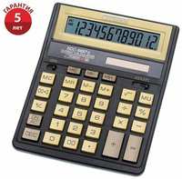 Калькулятор настольный Citizen ″SDC-888TIIGE″, 12-разрядный, 158 х 203 х 31 мм, двойное питание, чёрный / золото