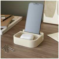 MUSKO Подставка для телефона настольная, держатель для смартфона и планшета Oliver, бетон, кремовый матовый