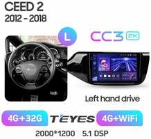 Магнитола Kia CEED Cee'd 2 JD 2012-2018 Teyes CC3 2K 4/32GB Тиайс, штатная магнитола, 8-ми ядерный процессор, QLED экран, 2 DSP, 4G, Wi-Fi, 2 DIN
