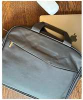 Сумка для ноутбука, макбука (Macbook) 13-15 дюймов с ремнем мужская, женская  /  Деловая сумка через плечо, размер 38-28-5 см, серый