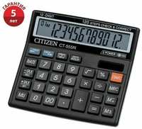 Калькулятор настольный Citizen ″CT-500J″, 12-разрядный, 128 х 130 х 34 мм, двойное питание, чёрный