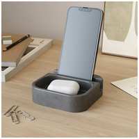 MUSKO Подставка для телефона настольная, держатель для смартфона и планшета Oliver, бетон, графитовый глянцевый