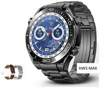 TWS Умные часы HW5 MAX мужские смарт часы с 3 ремешками 1.52 iOS Android черные