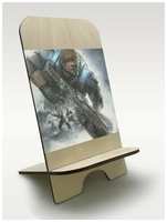 Бруталити Подставка, держатель для телефона из дерева c рисунком, принтом УФ Игры Gears Of War 4 ( PS, Xbox, PC, Switch) - 2262