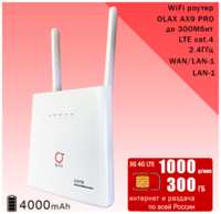Комплект, Wi-Fi роутер OLAX AX9 PRO white, sim-карта с интернетом и раздачей, 300ГБ за 800р / мес