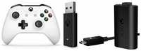 Геймпад Microsoft Xbox One S  /  X  /  Series S  /  X Wireless Controller White Белый 3 ревизия с bluetooth джойстик + Оригинальный аккумулятор + Адаптер