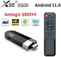 ТВ приставка X98 S500 2/16 Гб Amlogic S905Y4, Android 11 Медиаплеер Smart tv stick, двойной Wifi, черная