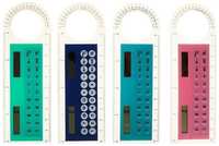 Калькулятор - линейка, 10 см, 8 - разрядный, корпус прозрачного цвета, с транспортиром, работает от света, микс