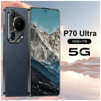 P70 Ultra, Смартфон с поддержкой русского языка, перфорированный экран 7.3», сеть 5G, память 16GB+1TB. android 13, телефон, черный