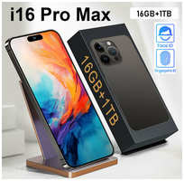 Смартфон, i16ProMax, поддержка русского языка, экран-капсула, Spirit Island, сеть 5G, RAM 16GB+1TB, Bluetooth 4.0, Android 13