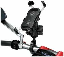 Держатель телефона Kewig M11-D1 12-90V с беспроводной зарядкой Qi 15W / USB Type C на руль мотоцикла 22-32 мм