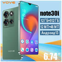 VOVE Смартфон Note30i, официальная гарантия качества, 16 ГБ+512 ГБ суперхранилище, умный 5G телефон на базе Android, новая зарубежная версия, Note30pro