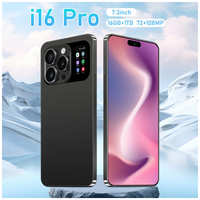 Смартфон i16 Pro, телефон, русский, полная сеть, дополнительный экран сзади, сеть 5G, память 16 ГБ+1 ТБ, мобильный телефон, синий