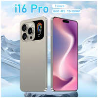 Смартфон i16 Pro, телефон, русский, полная сеть, дополнительный экран сзади, сеть 5G, память 16 ГБ+1 ТБ, мобильный телефон, серый