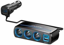 Разветвитель прикуривателя Shunwei 3 Way Cigarette Lighter Socket With Dual USB Port (SD-1939D)