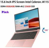JOHNKANG Ультратонкий ноутбук 15,6 дюймов Intel Celeron J4115 (4x1.8, до 2,5 ГГц) IPS 1920х1080, 8 Гб DDR4 ОЗУ, 256 ГБ SSD, HD Graphics UHD 600, Windows 11, Розовый + мышь + коврик