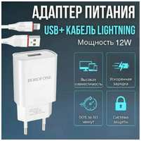 Сетевое зарядное устройство Borofone BA20A Sharp + кабель Lightning, 12 Вт