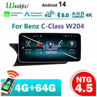 Wondefoo Штатная автомагнитола 4G64G Aндроид 14 Для Benz C-Class W204 2011-2014 Carplay Android Auto зуб 4.5 Автомагнитола