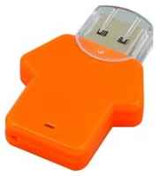 Пластиковая флешка для нанесения логотипа в виде футболки (32 Гб  /  GB USB 3.0 Оранжевый / Orange Football_man Flash drive Футболка PL249)