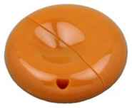 Пластиковая промо флешка круглой формы (4 Гб  /  GB USB 2.0 Оранжевый / Orange 021-Round Flash drive)