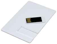 Centersuvenir.com Выдвижная флешка пластиковая карта для нанесения логотипа (16 Гб  /  GB USB 2.0 Белый card3 Flash drive KR016)