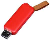 Классическая выдвижная пластиковая промо флешка с ремешком (32 Гб  /  GB USB 2.0 Красный / Red 044)