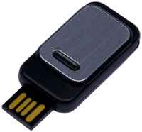 Пластиковая прямоугольная выдвижная флешка с металлической пластиной (16 Гб  /  GB USB 2.0 Черный / Black 045)