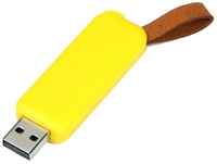 Классическая выдвижная пластиковая промо флешка с ремешком (32 Гб  /  GB USB 2.0 Желтый / Yellow 044)