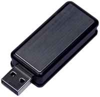 Прямоугольная выдвижная пластиковая флешка для нанесения логотипа (4 Гб  /  GB USB 2.0 Черный / Black 034)