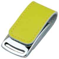 Apexto Кожаная флешка для нанесения логотипа с магнитным замком (128 Гб  /  GB USB 2.0 Желтый / Yellow 216)