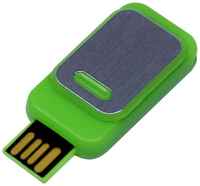 Centersuvenir.com Пластиковая прямоугольная выдвижная флешка с металлической пластиной (128 Гб  /  GB USB 2.0 Зеленый / Green 045)