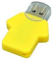 Пластиковая флешка для нанесения логотипа в виде футболки (128 Гб  /  GB USB 3.0 Желтый / Yellow Football_man Флеш-карта Поло)