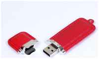 Centersuvenir.com Кожаная флешка классической прямоугольной формы (16 Гб  /  GB USB 2.0 Красный / Red 215 Flash drive KJ005 Брелок)