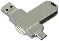 Металлическая флешка для айфона 3 в 1 (64 Гб / GB USB 3.0/USB Type-C/Lightning /Silver i-flash_TYPEC_3_in_1 Оригинальный подарок 23 февраля)