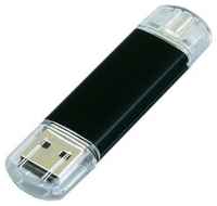 Металлическая флешка OTG для нанесения логотипа (64 Гб  /  GB USB 2.0 / microUSB Черный / Black OTG 001 для андроида доступна оптом и в розницу)