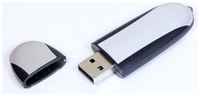 Овальная флешка для нанесения логотипа (8 Гб  /  GB USB 2.0 Черный / Black 017 Флешка с металлической полосой)
