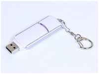 Выдвижная прямоугольная пластиковая флешка для нанесения логотипа (4 Гб  /  GB USB 2.0 Белый / White 040)
