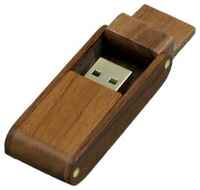 Раскладная деревянная прямоугольная флешка (4 Гб / GB USB 2.0 / Wood3 Flash drive)