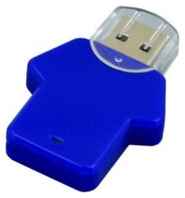 Пластиковая флешка для нанесения логотипа в виде футболки (16 Гб  /  GB USB 2.0 Синий / Blue Football_man Flash drive футболка недорого)