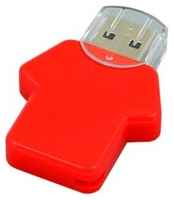 Пластиковая флешка для нанесения логотипа в виде футболки (128 Гб  /  GB USB 3.0 Красный / Red Football_man Флеш-карта Поло)