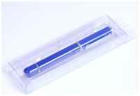 Флешка в виде металлической ручки с мини чипом (64 Гб  /  GB USB 2.0 Синий / Blue 366 металлический корпус для гравировки логотипа)