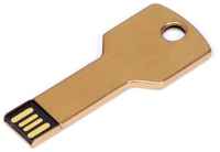 Металлическая флешка Ключ для нанесения логотипа (8 Гб  /  GB USB 2.0 Золотой / Gold KEY Flash drive VF- 808)
