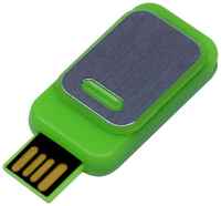 Centersuvenir.com Пластиковая прямоугольная выдвижная флешка с металлической пластиной (4 Гб  /  GB USB 2.0 Зеленый / Green 045)